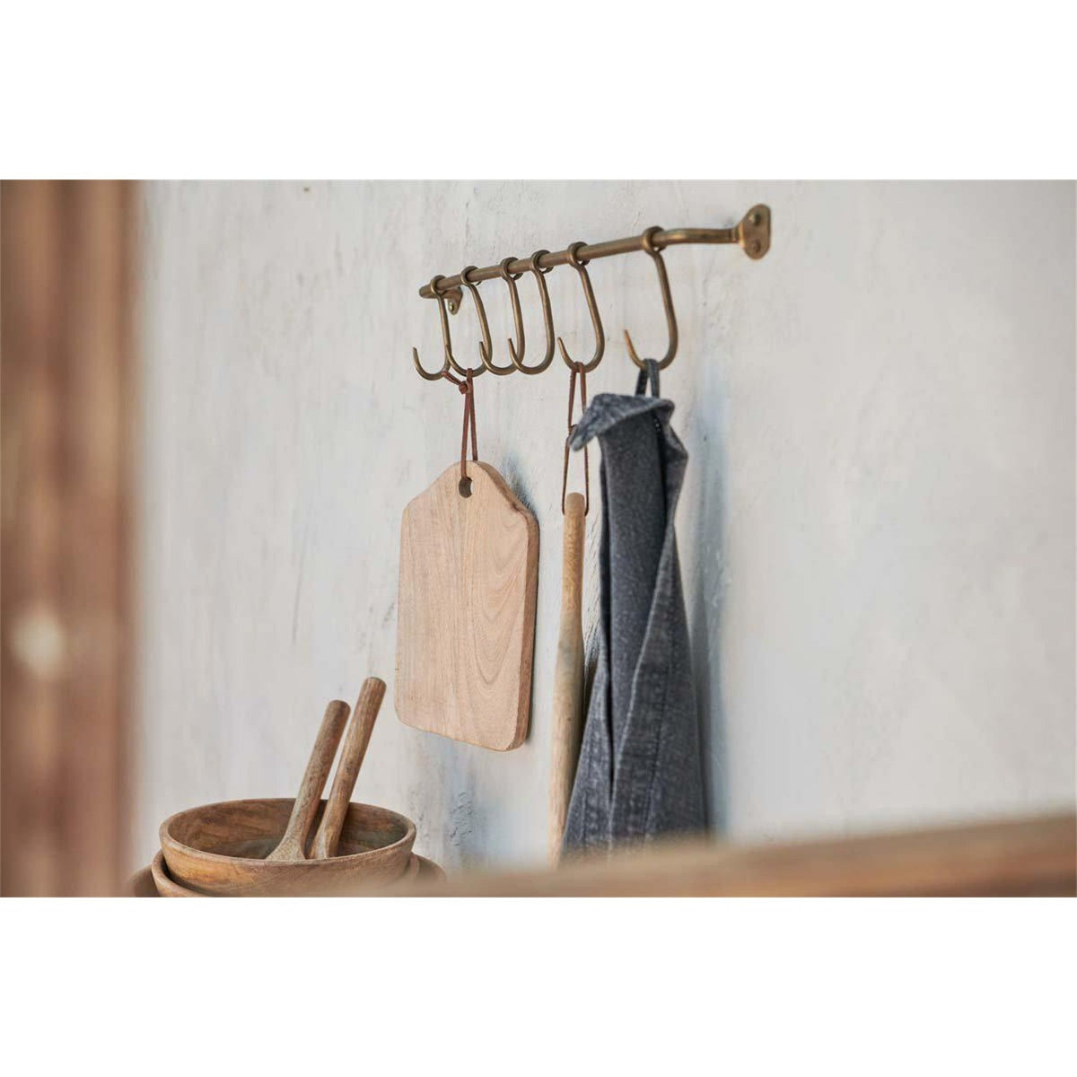 Ikoma 6 Hook Iron Wall Hooks - Antique Brass
