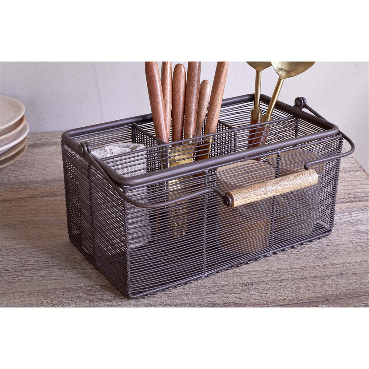 Inkollu Wire Utensil Holder - Aged Brass
