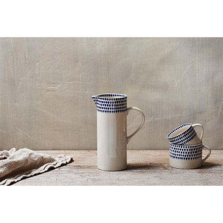 Indigo Drop Large Jug - Cream & Indigo