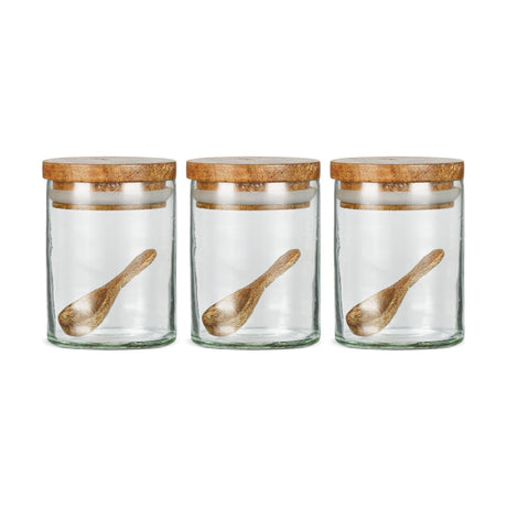 Izaan Recycled Glass Spice Jars - Clear - Set of 3