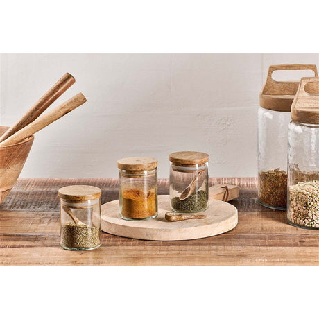 Izaan Recycled Glass Spice Jars - Clear - Set of 3