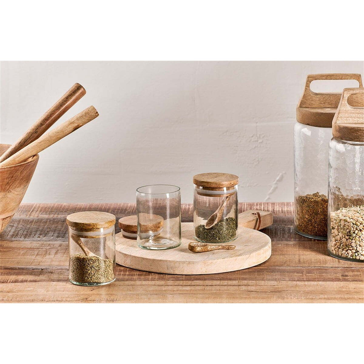Izaan Recycled Glass Spice Jars - Clear - Set of 3