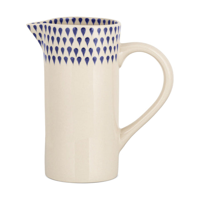 Indigo Drop Small Ceramic Jug - Cream & Indigo