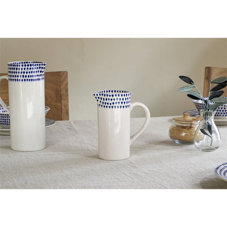 Indigo Drop Small Ceramic Jug - Cream & Indigo