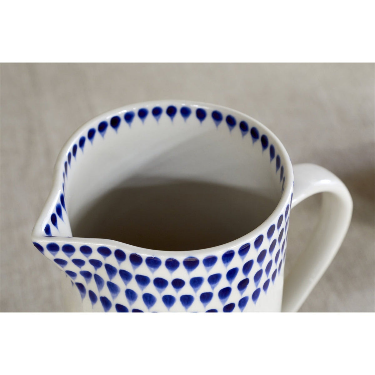 Indigo Drop Small Ceramic Jug - Cream & Indigo