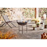 Small Reclaimed Iron Kadai Fire Pit with Grill - Grey