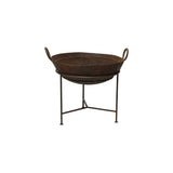 Medium Reclaimed Iron Kadai Fire Pit with Grill - Grey