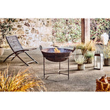 Medium Reclaimed Iron Kadai Fire Pit with Grill - Grey