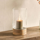 Idha Straight Mango Wood Hurricane Lantern - Natural