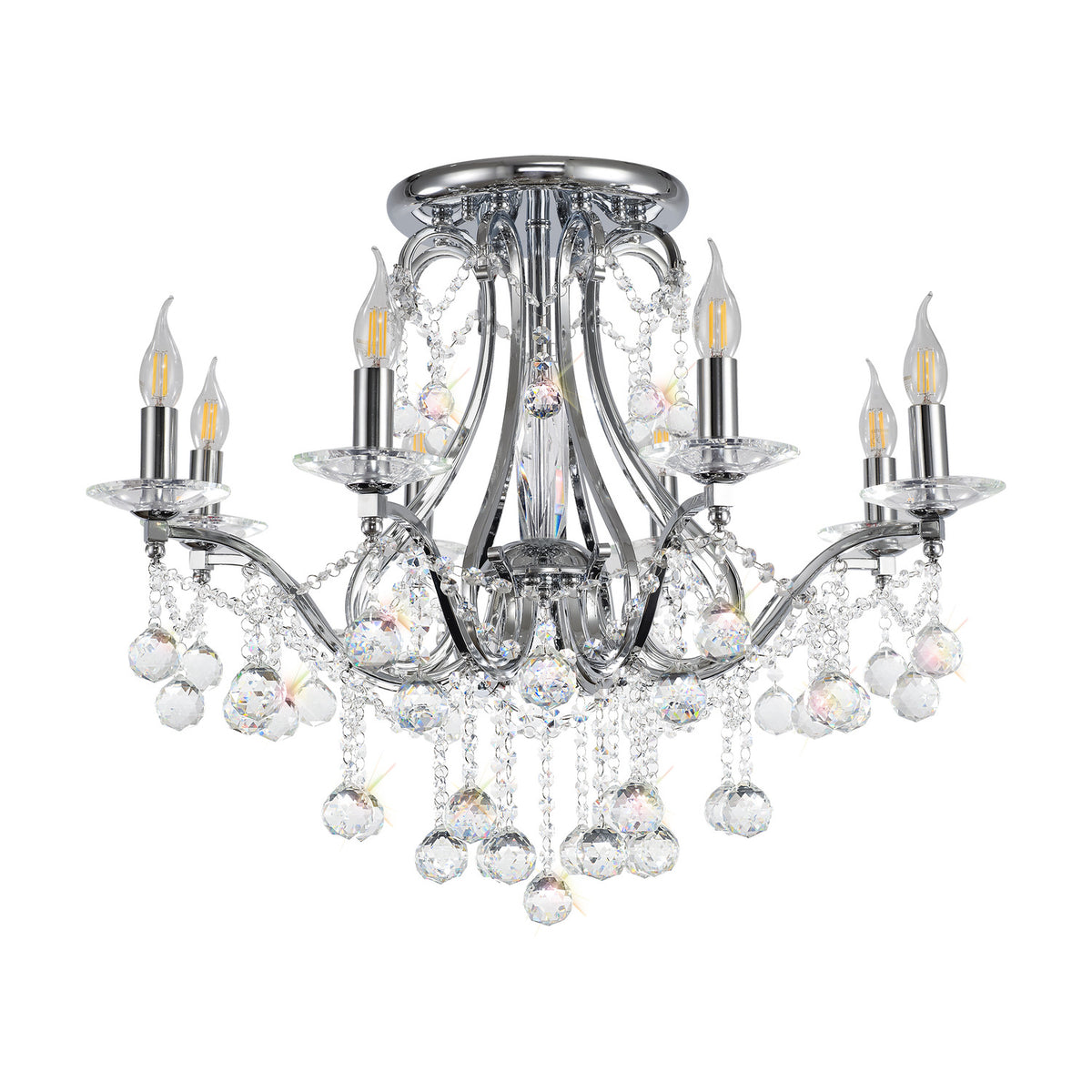 Bianco 8 Light E14 Chandelier 74cm - Polished Chrome