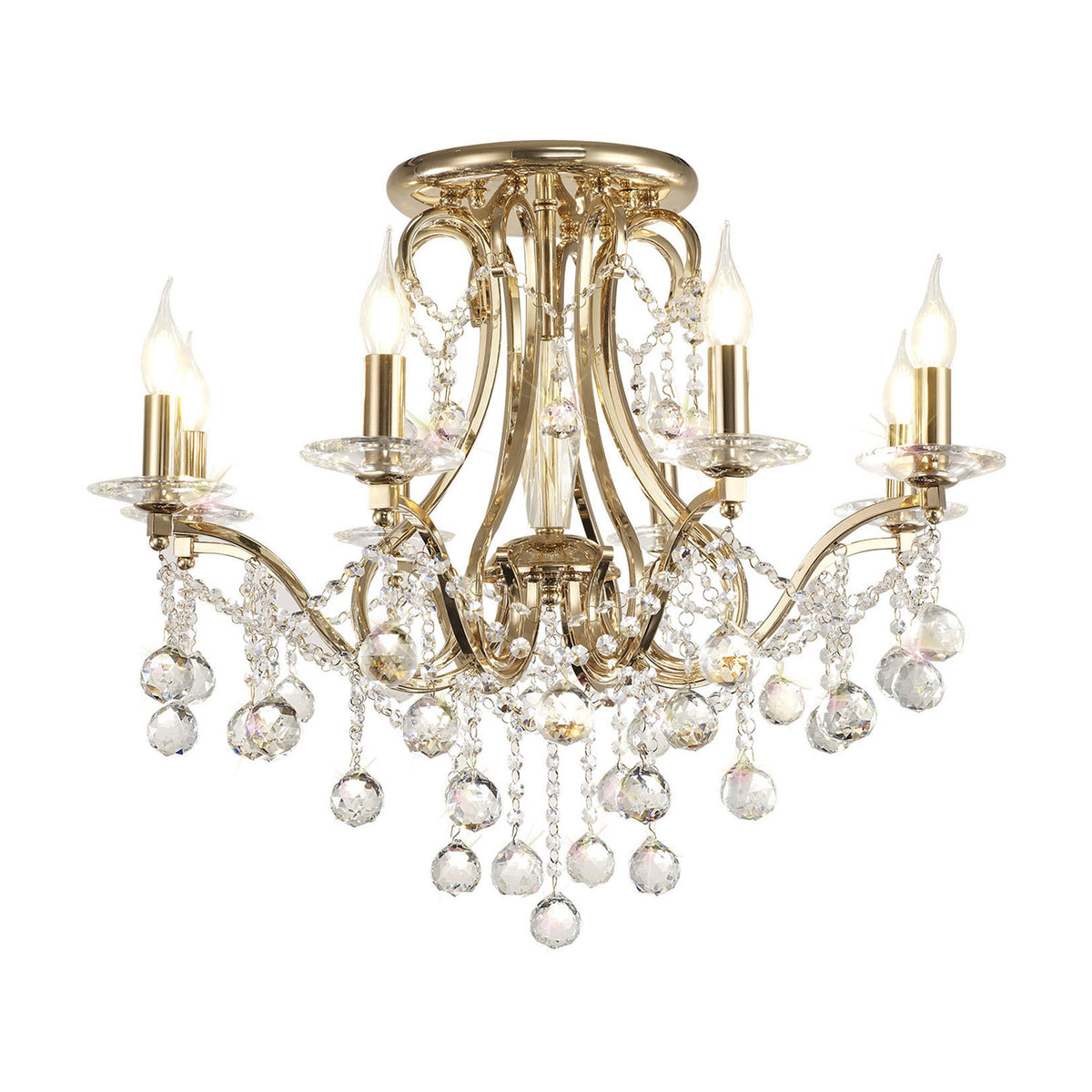 Bianco 8 Light E14 Chandelier 74cm - French Gold