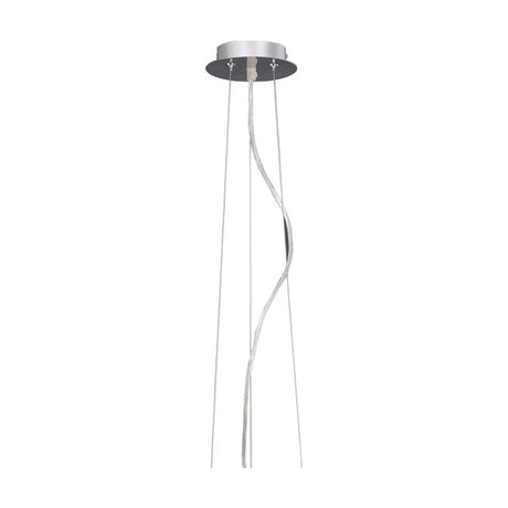 Nerissa 4 Light E14 Chandelier 35cm in polished chrome, showing twisted clear crystal strands suspended from a round chrome ceiling plate on a plain white background.