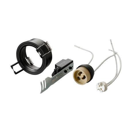 Satin Downlight Component Kit 62mm Cut-Out 60mm Dia in satin black, shown upright on a plain white background.
