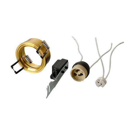 Aged Downlight Component Kit 62mm Cut-Out 60mm Dia in aged brass, shown upright on a plain white background.