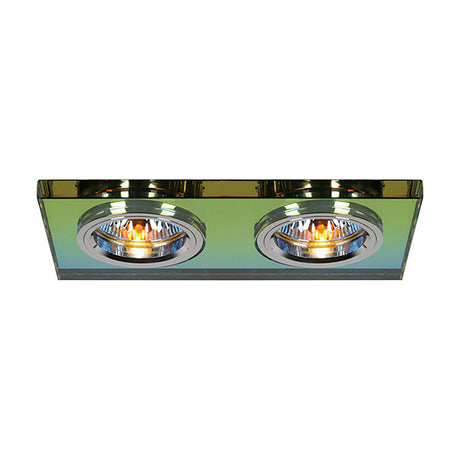 Crystal Downlight Rim, rectangular twin-head design with Spectrum multicoloured finish, 62mm cut-out, shown on a plain white background.