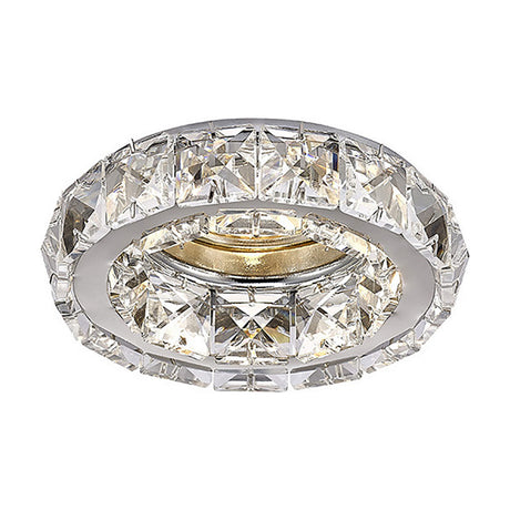 Galaxy Round Downlight with a clear crystal ring set into a polished chrome bezel, 10cm diameter face and 60mm cut-out, GU10 fitting, shown on a plain white background.
