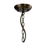 Aubrey 4 Light E14 Pendant Light 39cm in antique brass, showing the round ceiling rose and linked chain suspension against a plain white background.