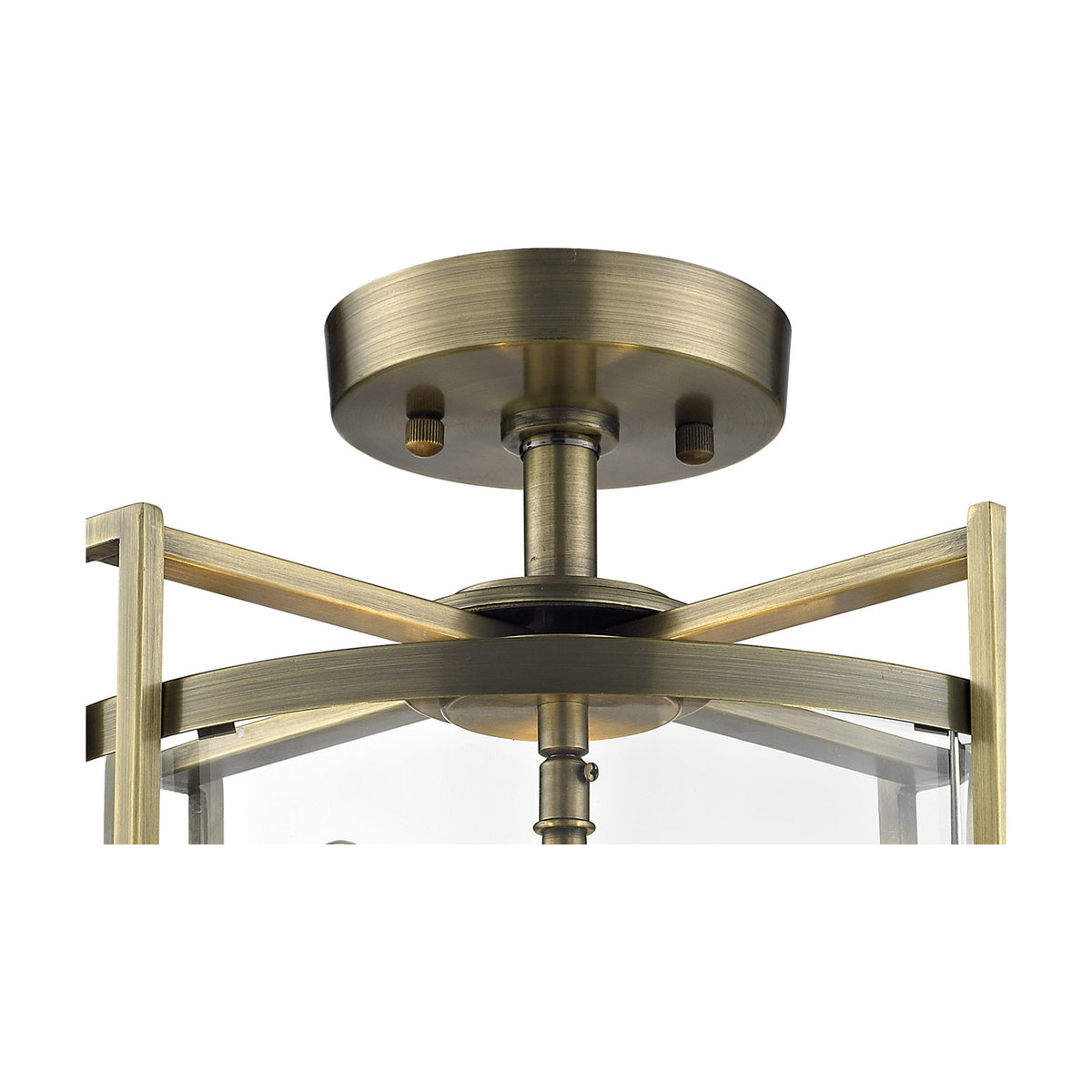 Eaton 3 Light E14 Semi Flush Ceiling Light 32cm - Antique Brass