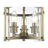 Eaton 3 Light E14 Semi Flush Ceiling Light 32cm - Antique Brass