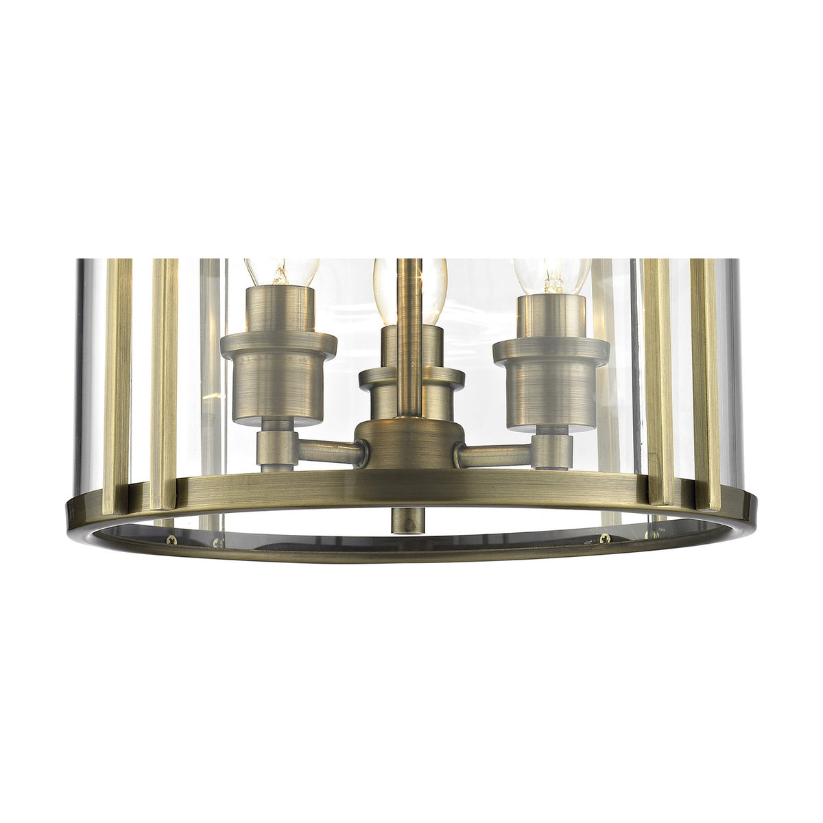 Eaton 3 Light E14 Semi Flush Ceiling Light 32cm - Antique Brass