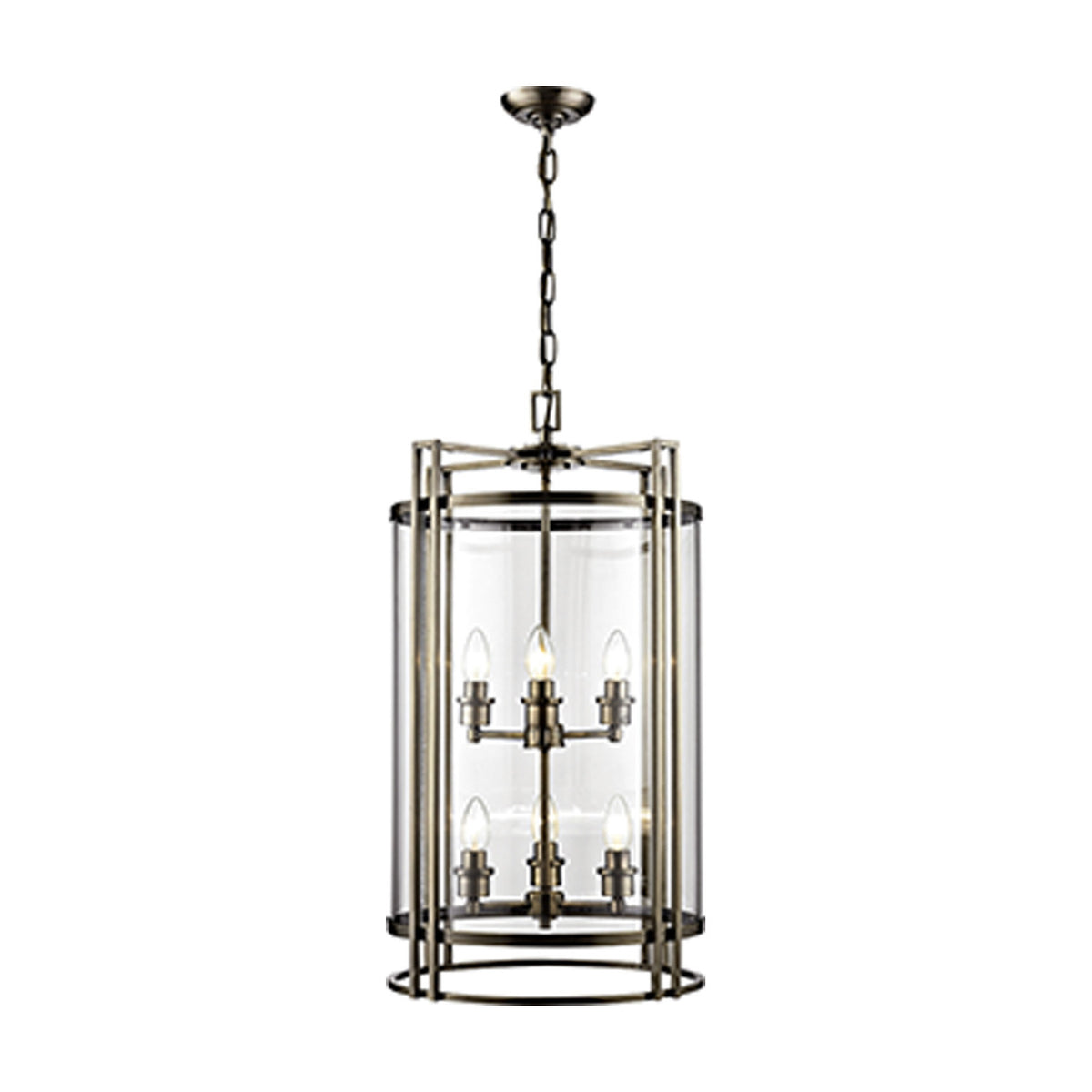 Eaton 6 Light E14 Pendant Light 42cm - Antique Brass