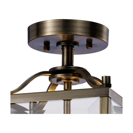Aston 3 Light Semi Flush Ceiling Light 20cm Long - Antique Brass