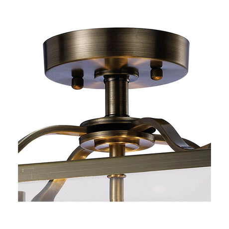 Aston 4 Light Semi Flush Ceiling Light 27cm Long - Antique Brass