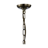 Aston 12 Light E14 Pendant Light in antique brass, showing the ceiling canopy and adjustable chain drop on a plain white background.