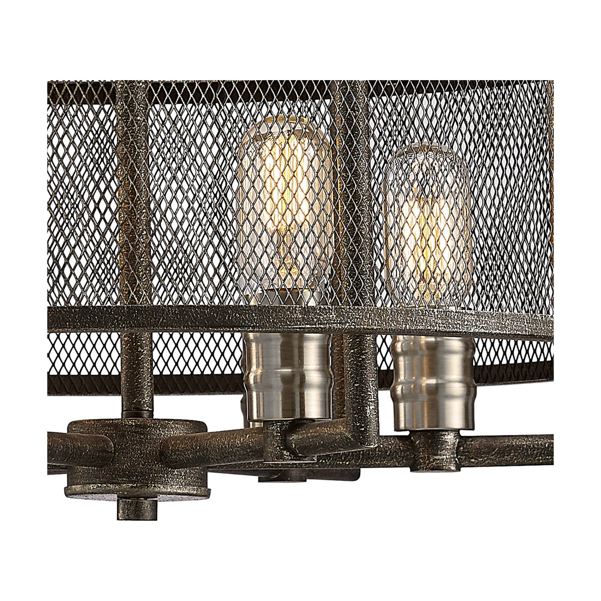 Parker 6 Light E27 Pendant Light 55cm - Weathered Zinc