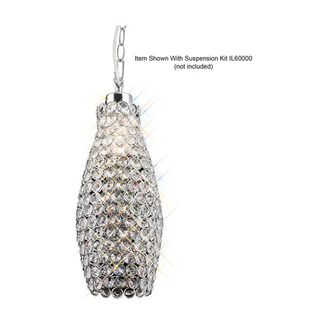 Kudo Lamp Shade 13cm Crystal in polished chrome, shown upright on a plain white background.