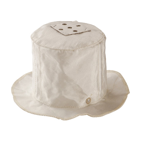 Cream fabric intumescent fire hood, 15cm dome shape with a perforated mounting plate on top, shown on a plain white background.
