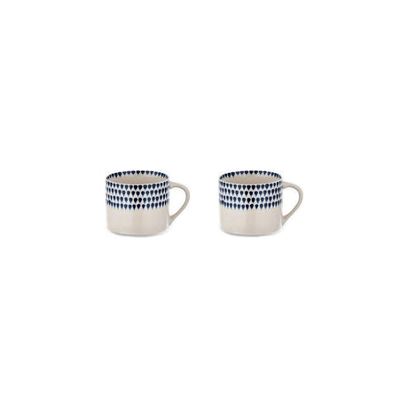 Indigo Drop Small Mug - Cream & Indigo - Set of 2