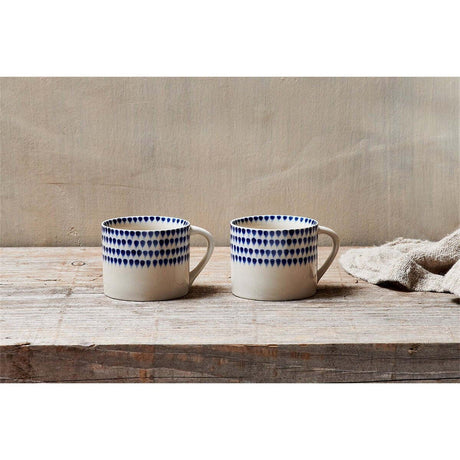 Indigo Drop Small Mug - Cream & Indigo - Set of 2