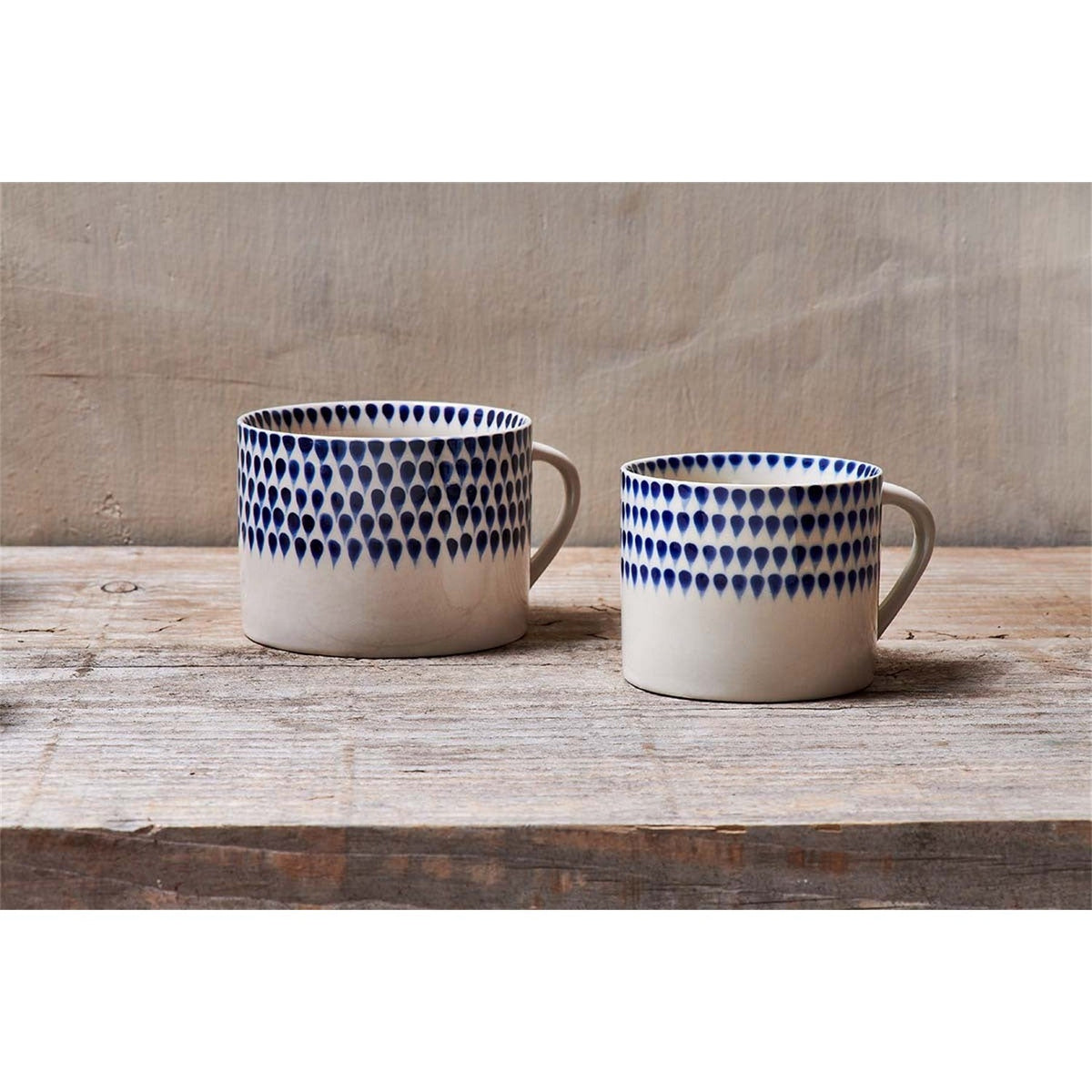Indigo Drop Small Mug - Cream & Indigo - Set of 2