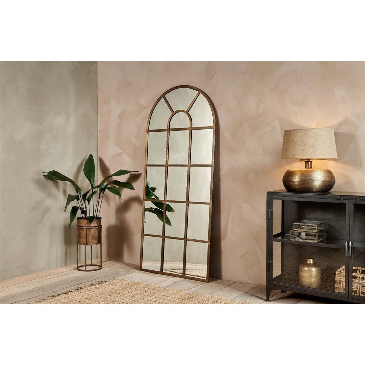 Imoma Iron Arched Full Length Mirror - Brass