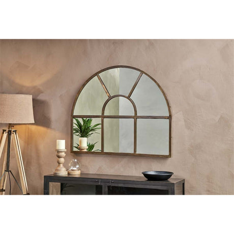Imoma Iron Overmantel Arched Wall Mirror - Brass
