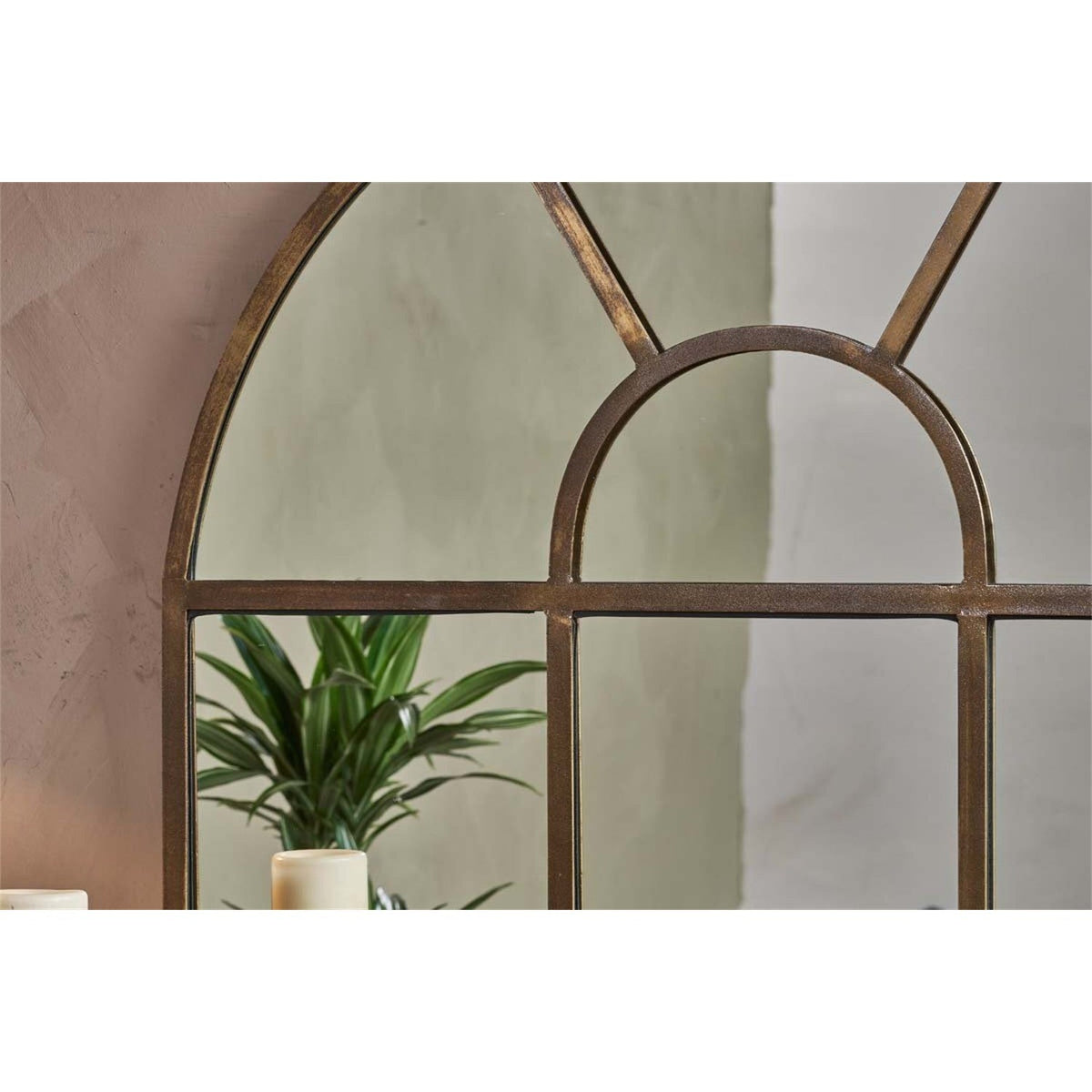 Imoma Iron Overmantel Arched Wall Mirror - Brass