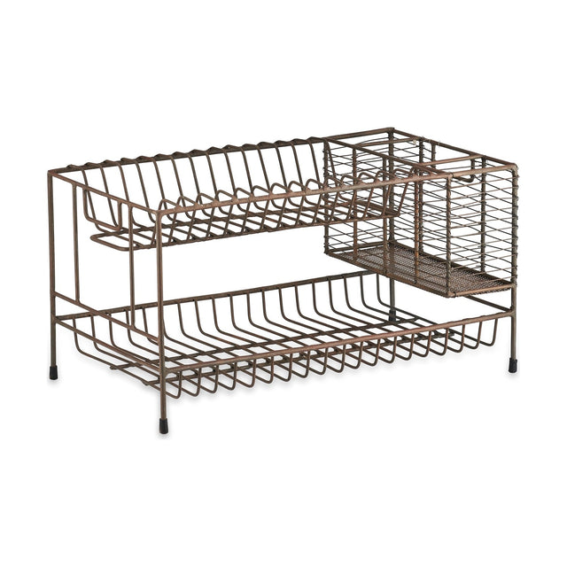 Inkollu Two Tier Wire Dish Rack - Aged Brass
