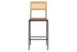 Iswa Leather & Cane Counter Stool - Tan
