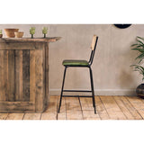 Iswa Leather & Cane Counter Stool - Rich Green