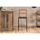 Iswa Leather & Cane Counter Stool - Aged Black