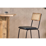 Iswa Leather & Cane Counter Stool - Aged Black