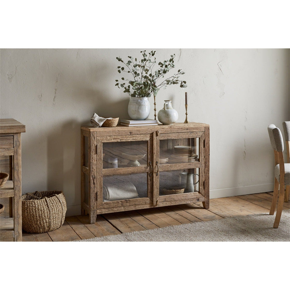 Ibo Reclaimed Wood & Glass Sideboard - Natural