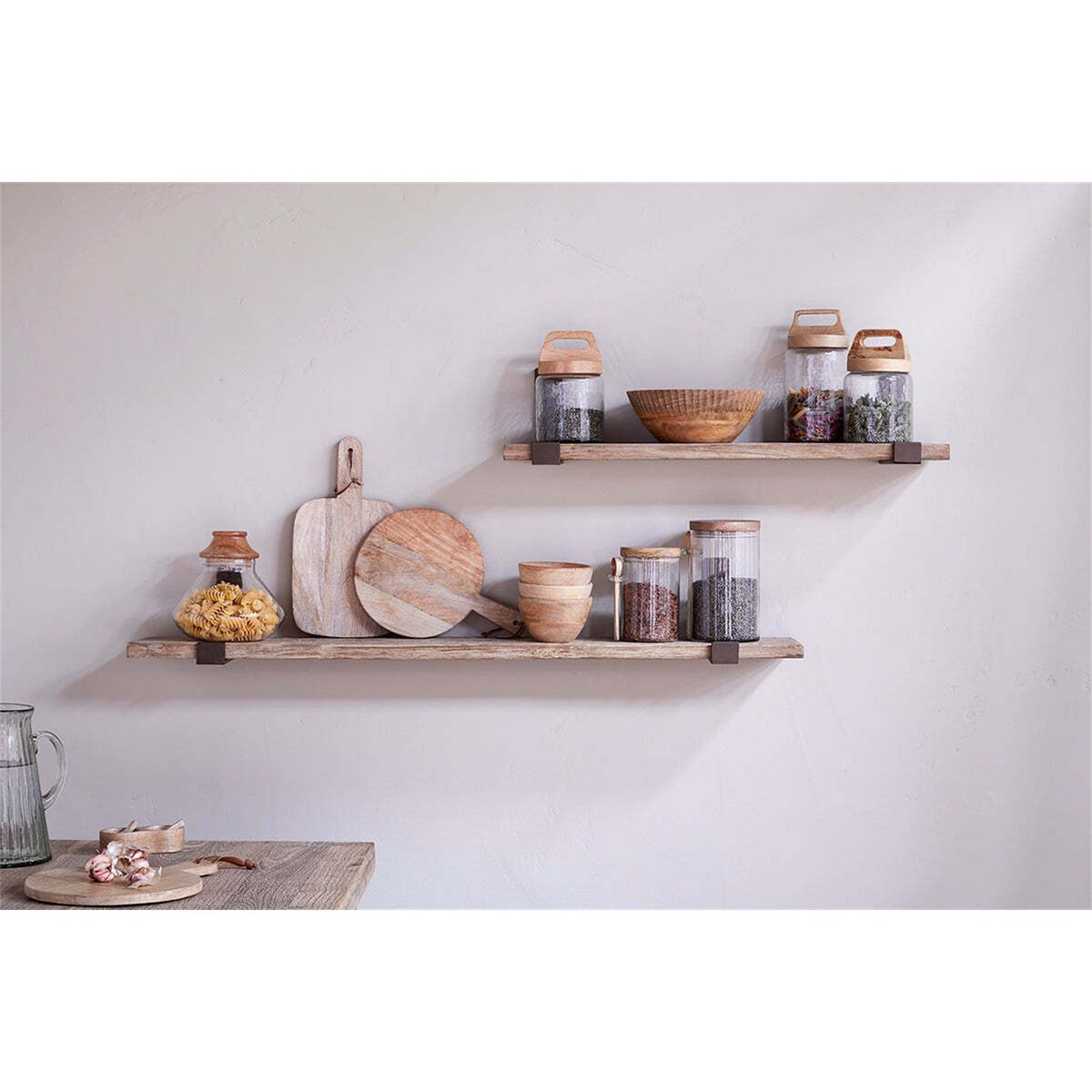 Ibo Large Reclaimed Wood & Iron Wall Shelf - Natural