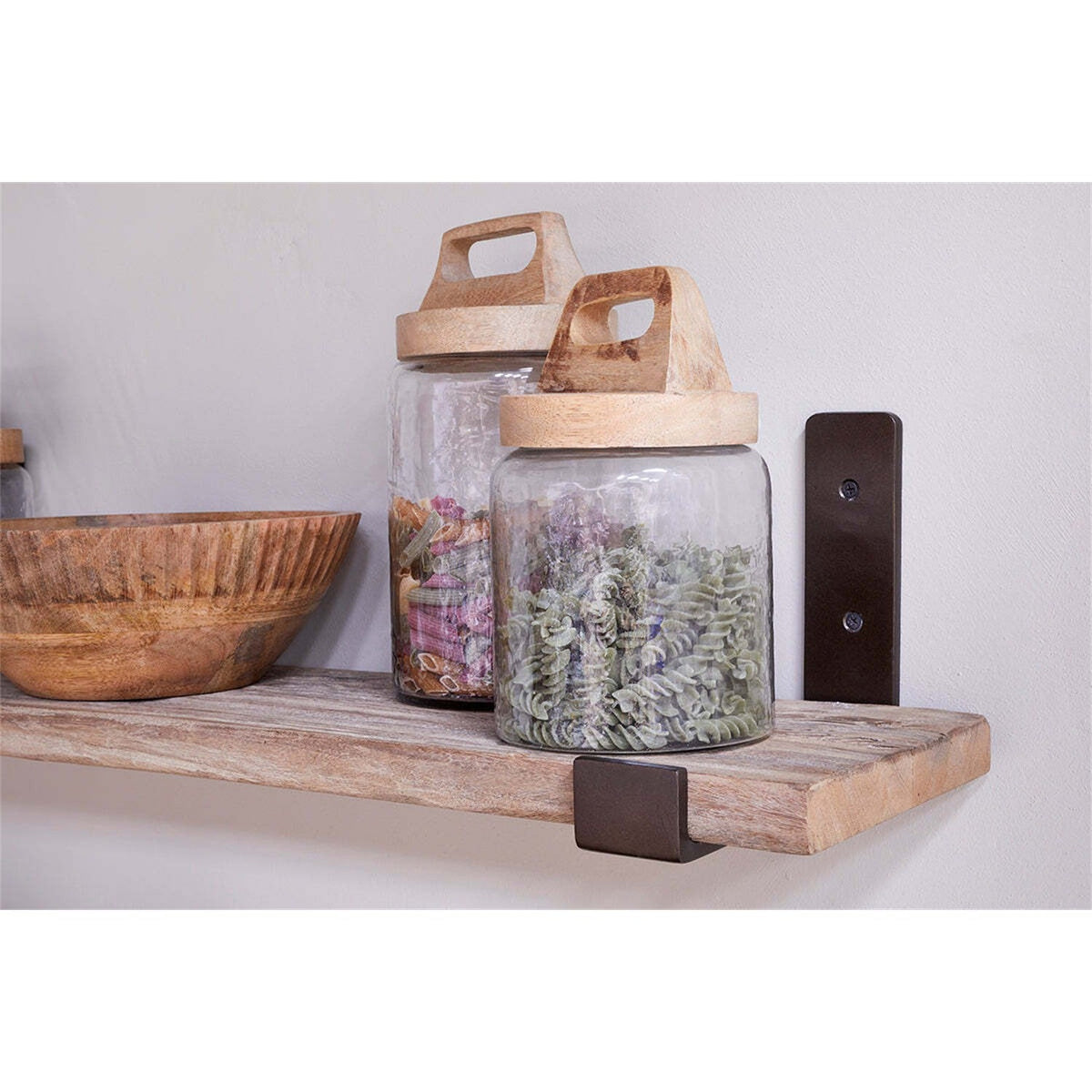 Ibo Large Reclaimed Wood & Iron Wall Shelf - Natural