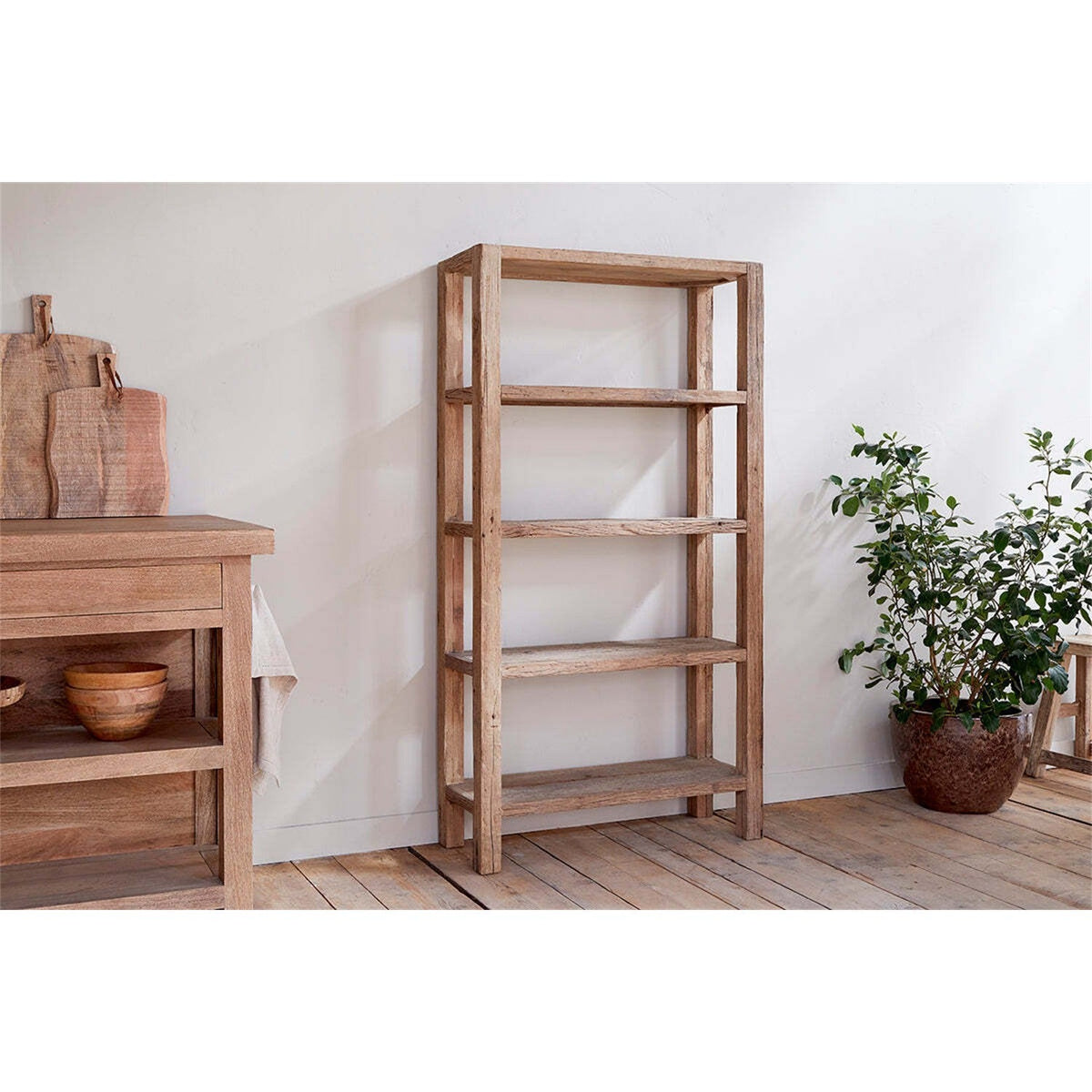 Ibo Wide Reclaimed Wood Shelving Unit - Natural