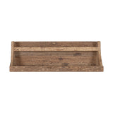 Ibo Reclaimed Wood Wall Shelf in natural tone, two-tier design with a deep lower shelf, raised front edge, and curved side supports, shown on a plain white background.