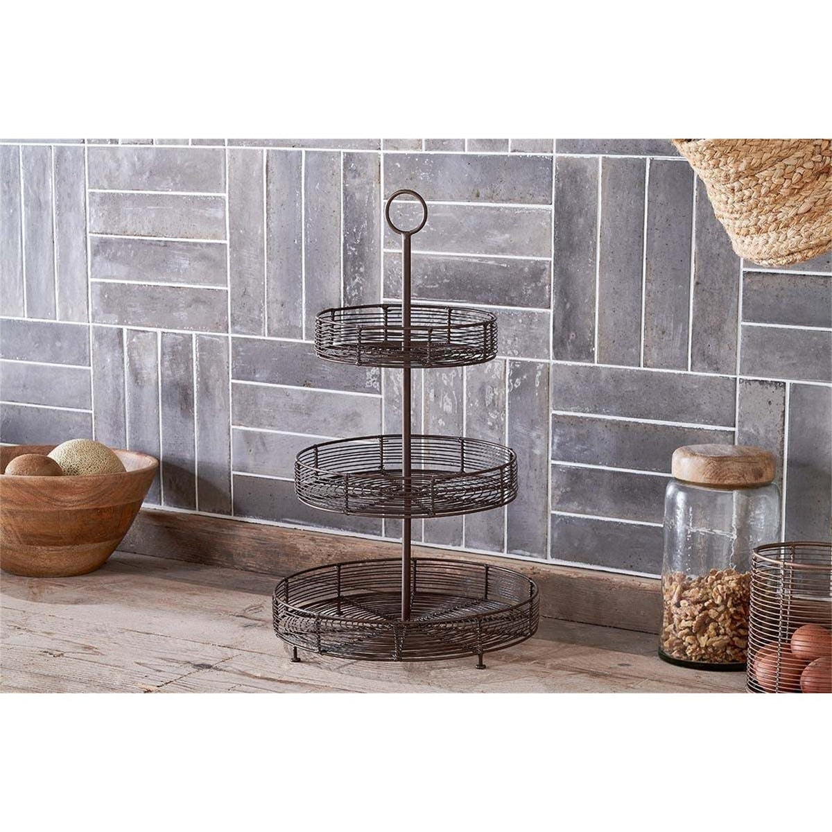 Inkollu Three Tier Wire Stand - Aged Brass