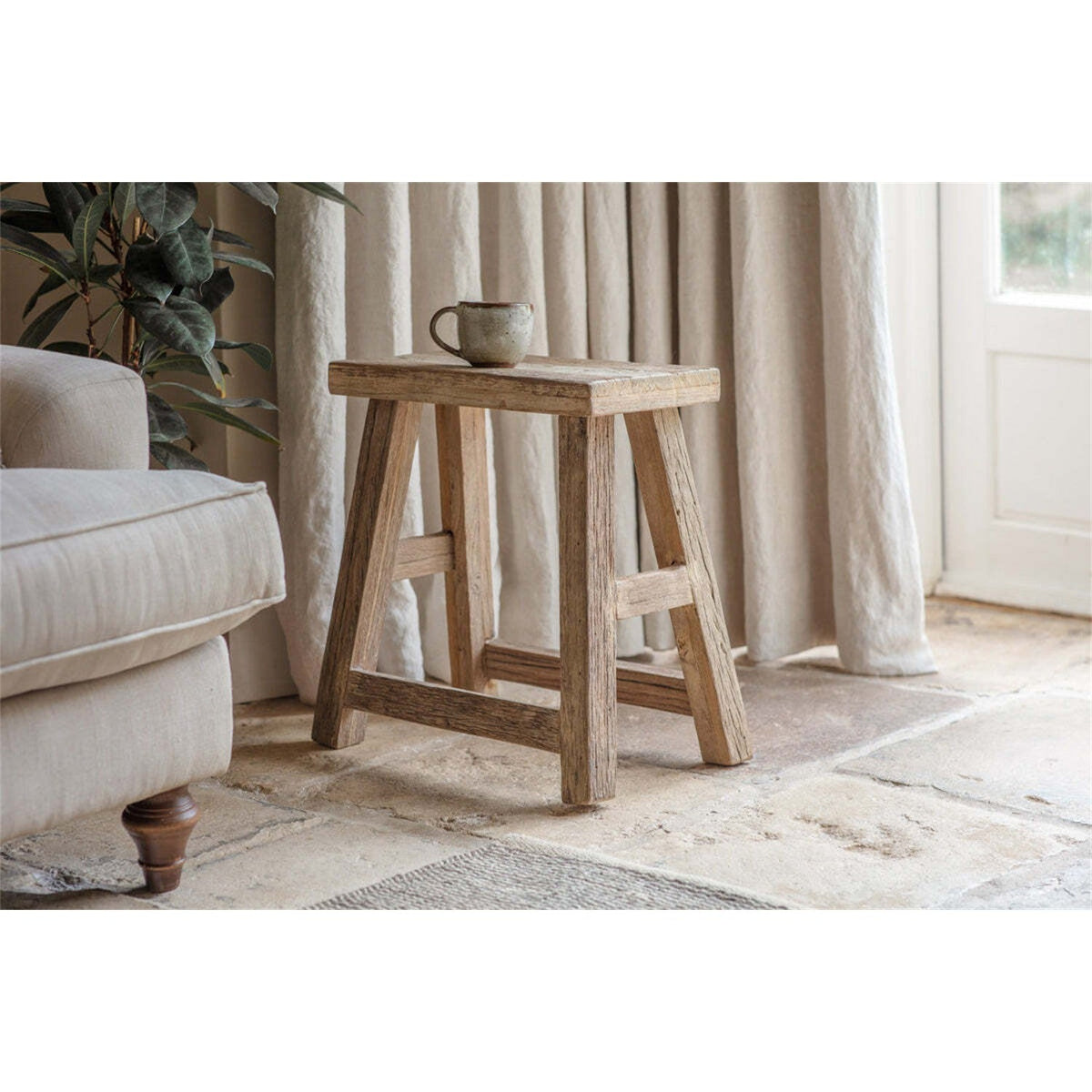Ibo Reclaimed Wood Low Stool - Natural