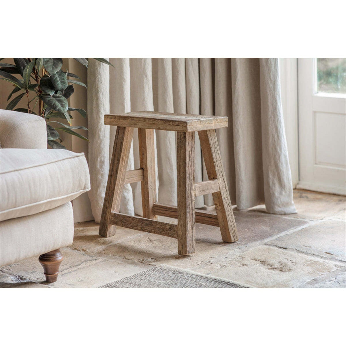 Ibo Reclaimed Wood Low Stool - Natural